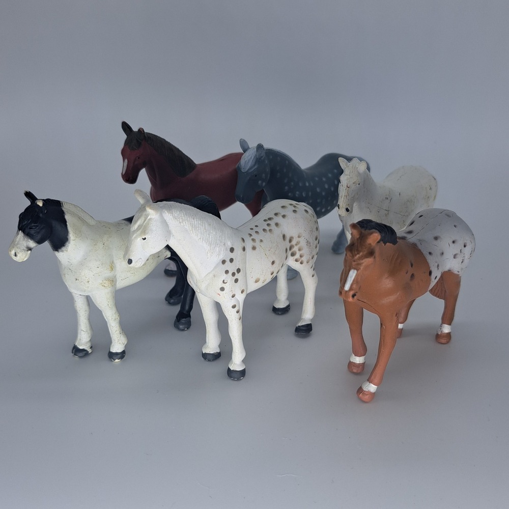 VTG Funrise Horse Figures 1988 Lot of 6 Appaloosa Pinto Percheron Toy Animals